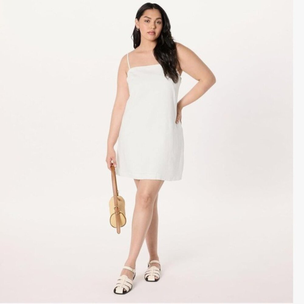 The Drop Womens Seville Linen Mini Shift Dress White Size XXL NWT